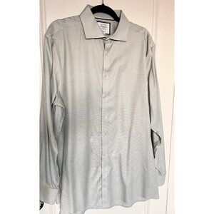 Charles Tyrwhitt Shirt Men Xtra Slim Fit Green Geometric 100% Cotton Long Sleeve